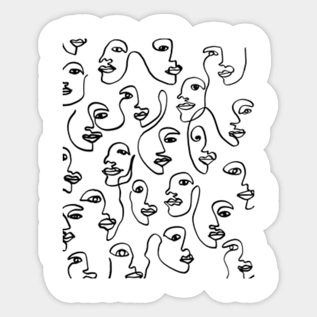 Face one line art pattern Sticker by Doodle Intent